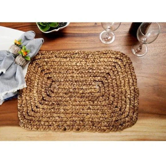 Rectangular Braided BrownWater Hyacinth Placemat - Set of 4GINGER BIRCH STUDIO